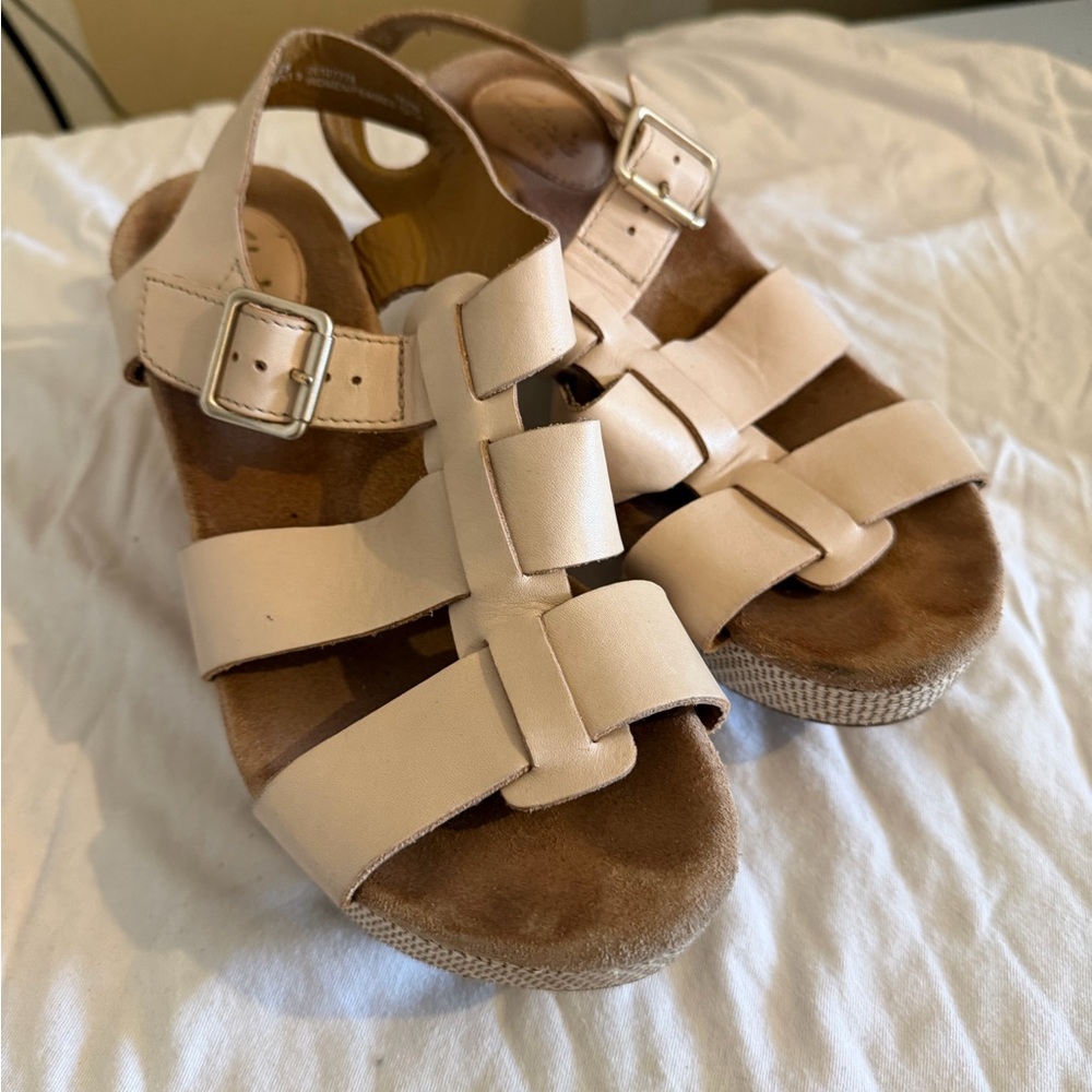 Clarks Cream Sandals with Buckle